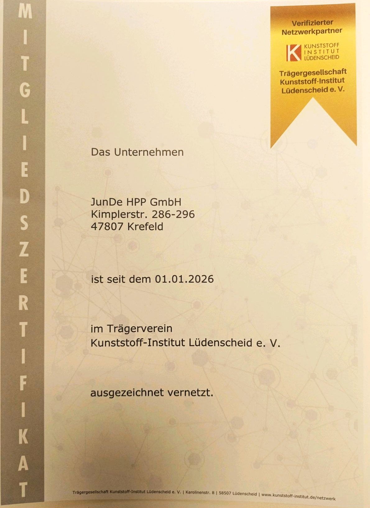 JunDe HPP GmbH &ndash; Kunststoff-Institut L&uuml;denscheid